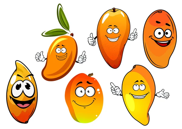 Orange and yellow cartoon mango fruits — ストックベクタ