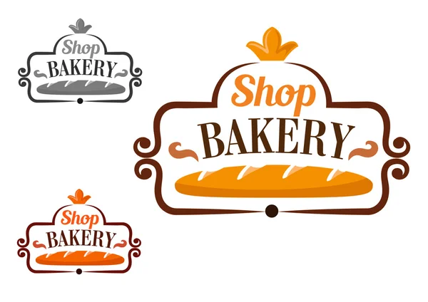 Ícone da padaria com cartouche e pão — Vetor de Stock