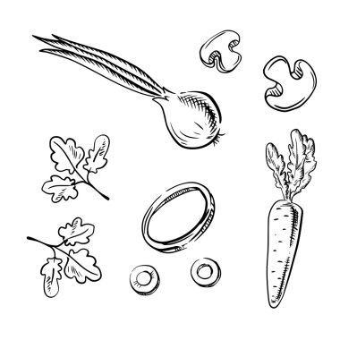 Carrot, onion, mushroom and parsley vegetables