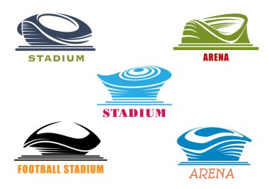 Modern sport stadiums and arenas abstract icons