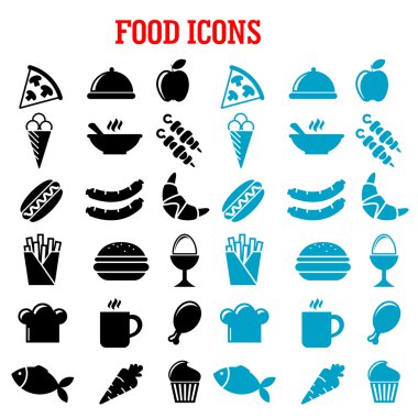 Restaurant and fast food flat icons