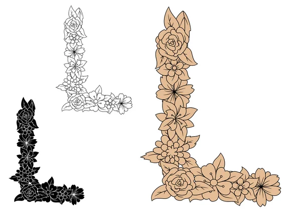 Vintage dekorative florale Großbuchstaben l — Stockvektor