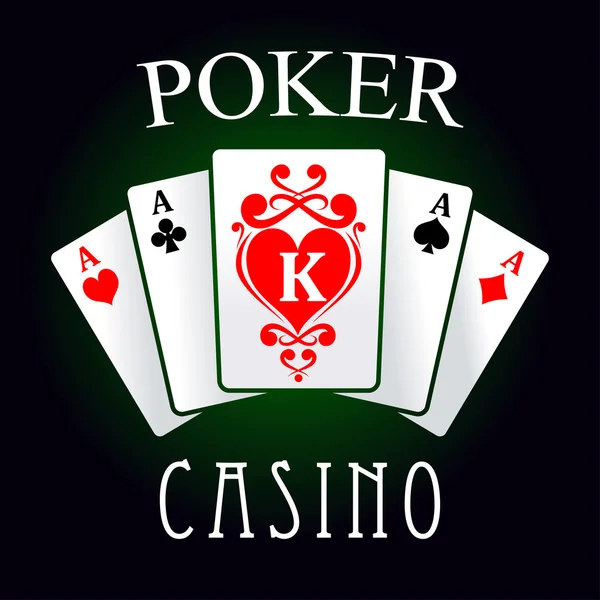 Icono de juego de poker con cuatro ases y cartas king — Vector de stock