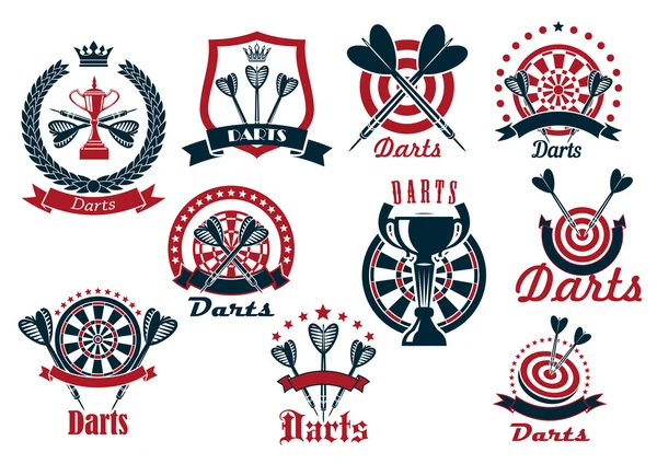 Darts game sporting club icons — Stockvector
