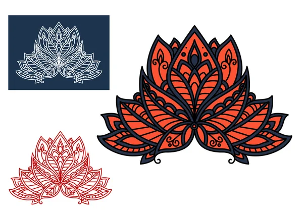 Red indian paisley flower with oriental ornament — Stockový vektor