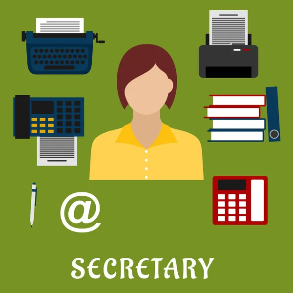 Secretary or assistant profession flat icons — Stockvector