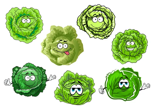 Cartoon crunchy green cabbage vegetables — Stockvector