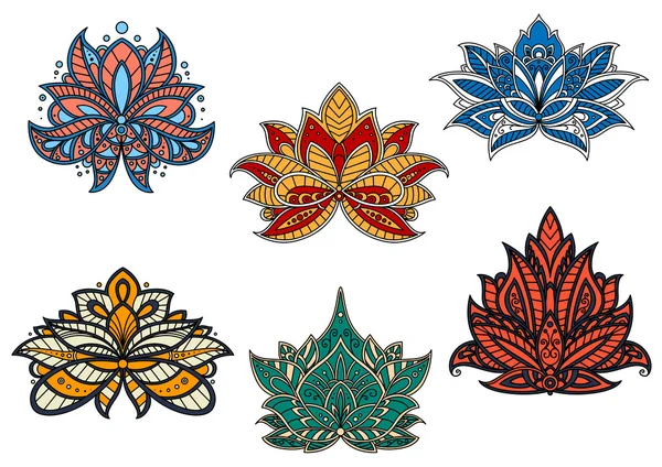 Indian and persian ethnic paisley flowers — Stok Vektör