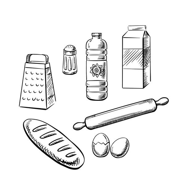 Bakery ingredients and utensil icons — Stock Vector