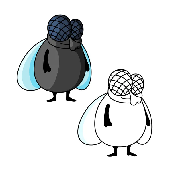 Shy smiling fat fly cartoon character — ストックベクタ