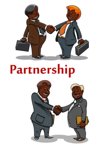 Business handshakes of happy businessmen — Stok Vektör