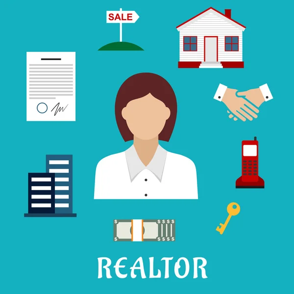 Realtor or real estate agent profession icons — ストックベクタ