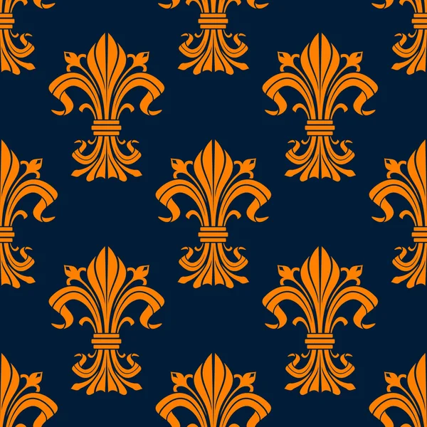 Modello senza cuciture fleur-de-lis arancione e blu — Vettoriale Stock