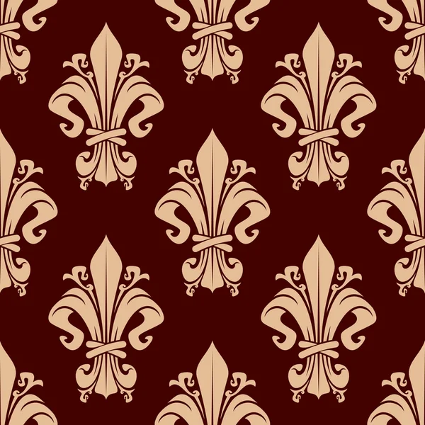 Brown vintage fleur-de-lis floral pattern — 图库矢量图片