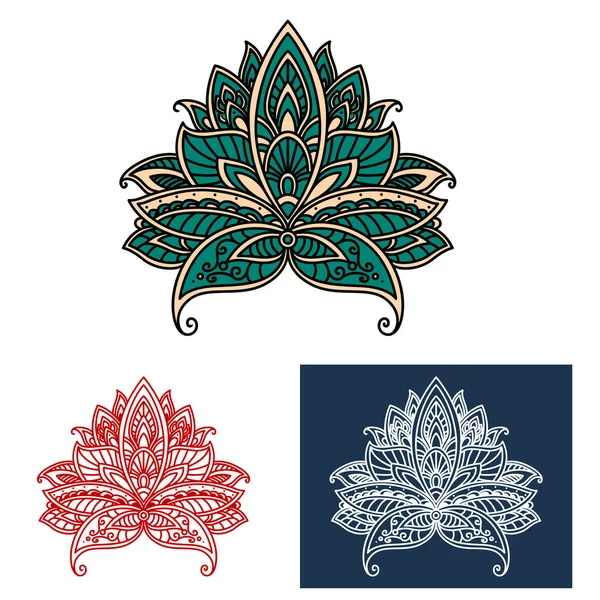 Ornamental turkish paisley flower design elements — 图库矢量图片