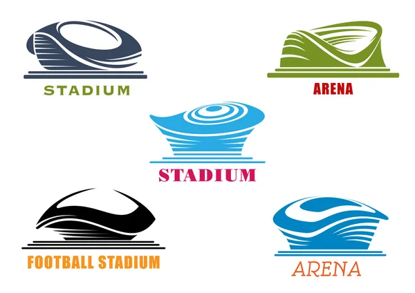 Estadios deportivos modernos y arenas iconos abstractos — Vector de stock