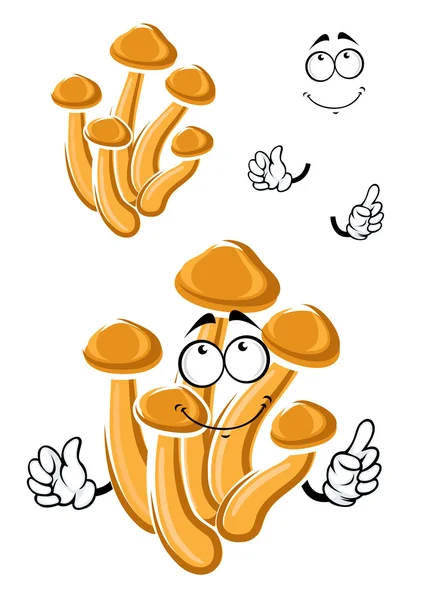 Setas de miel de dibujos animados con estipes curvos — Vector de stock