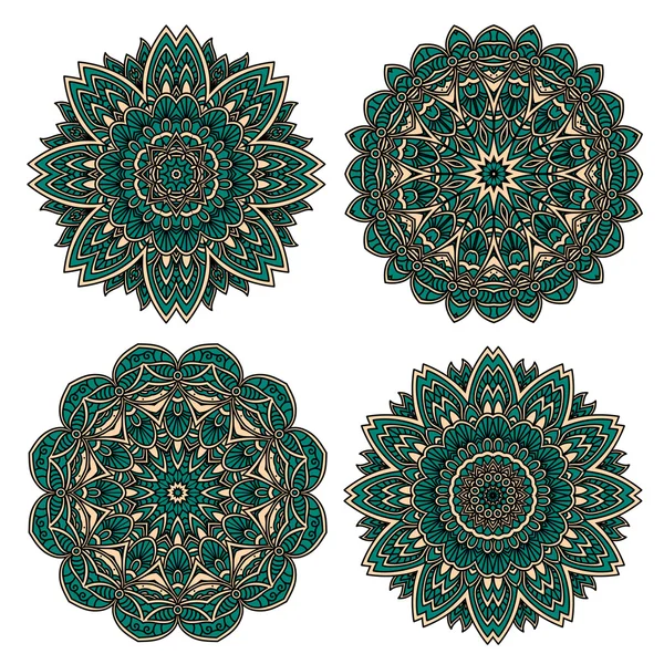 Encaje patrón floral con pétalos de flores esmeralda — Vector de stock