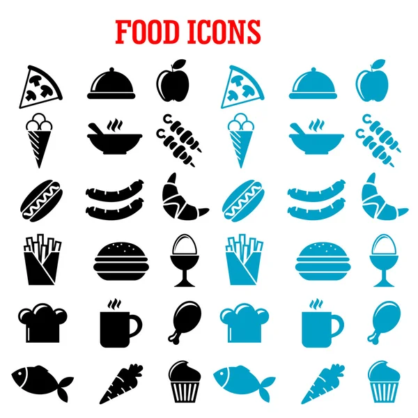 Restaurante y comida rápida iconos planos — Vector de stock