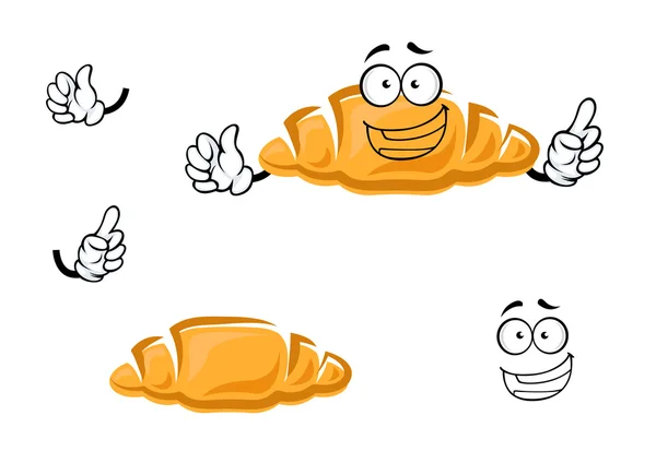 Cartoon isolated french croissant character — Stok Vektör