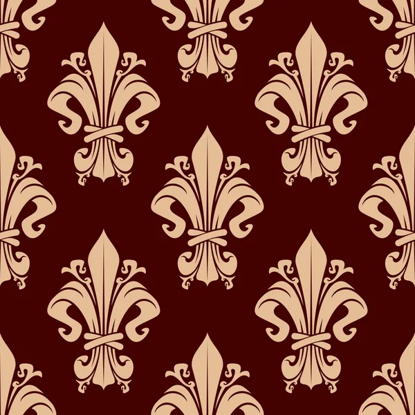 Brown vintage fleur-de-lis floral pattern — Stockvector