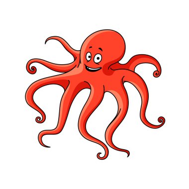 Cartoon red ocean octopus character 