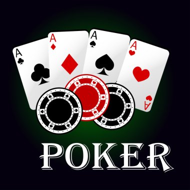 Poker symbol with aces and gambling chips