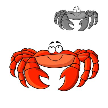 Cartoon smiling red crab with big claws