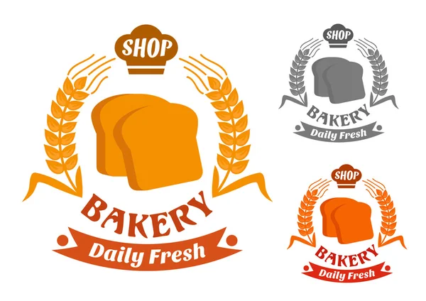 Bakery shop symbol with golden crispy toasts — Wektor stockowy