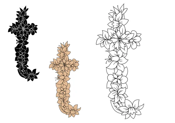 Retro floralen Kleinbuchstaben t — Stockvektor