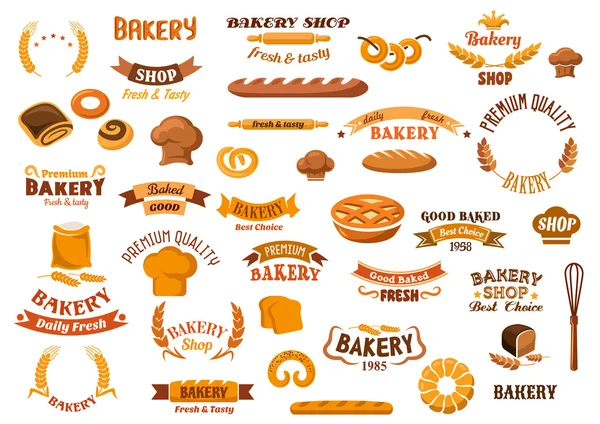 Bakery and pastry isolated design elements — ストックベクタ