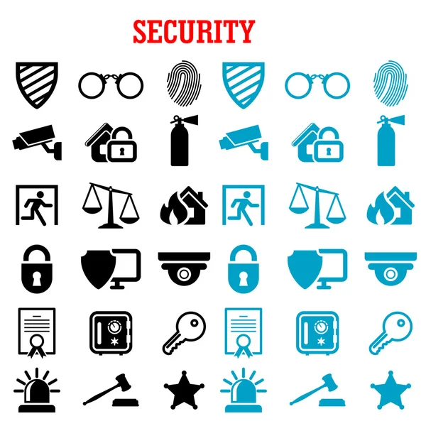 Security and protection flat icons set — Stockový vektor