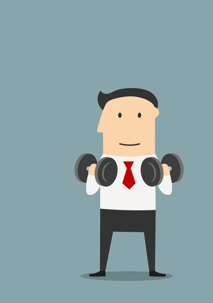 Healthy businessman doing exercises with dumbbells — ストックベクタ