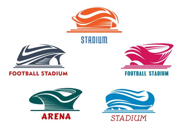 Estádios de esporte abstratos modernos ícones de construção — Vetor de Stock