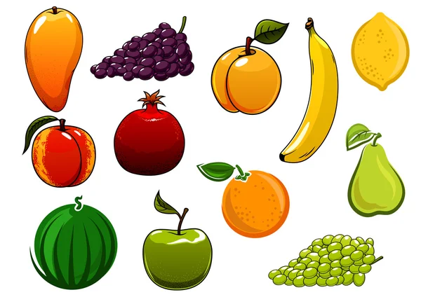 Terisolasi organik yang sehat manis set buah - Stok Vektor