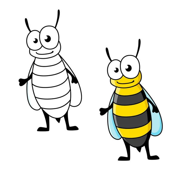 Cartoon yellow jacket wasp insect character — ストックベクタ