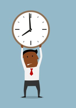 Cartoon businessman under pressure of deadline