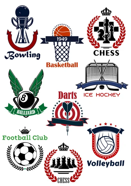 Sport games symbols and icons set — Stok Vektör