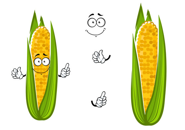 Cartoon cob of juicy sweet corn vegetable