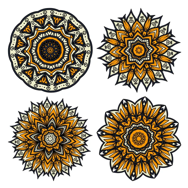 Floral circular patterns of yellow flower buds — Stock Vector