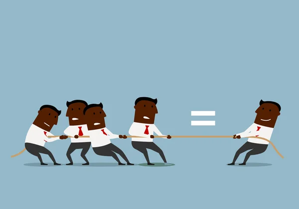 Cartoon businessmen competing in tug of war — Stockvector