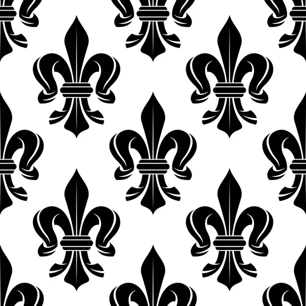 Motif sans couture fleur de lis noir et blanc — Image vectorielle