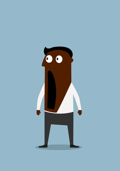 Shocked cartoon businessman with open mouth — Stok Vektör