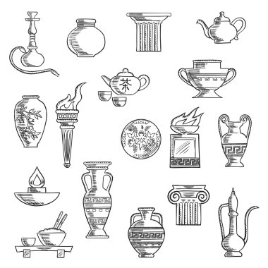 Various containers and kitchenware sketches