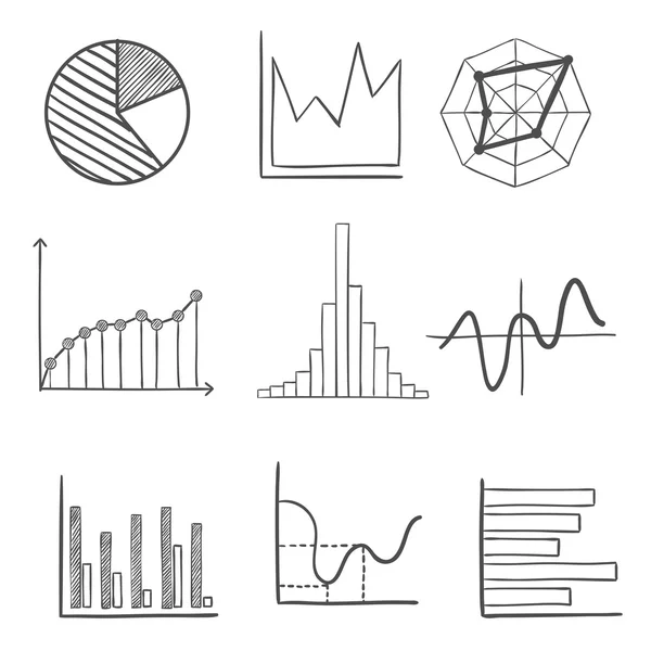 Gráficos y gráficos de negocios bosquejados — Vector de stock