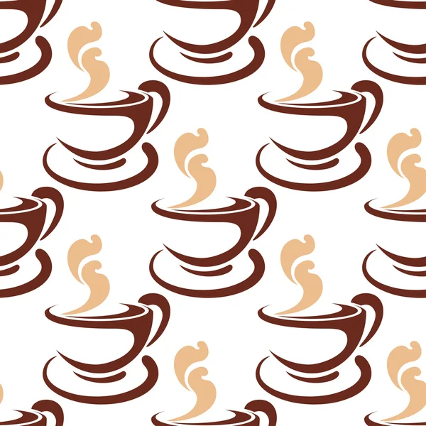 Steaming coffee cup seamless pattern — Stock Vector