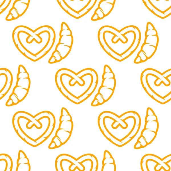 Croissant et bretzel motif sans couture — Image vectorielle