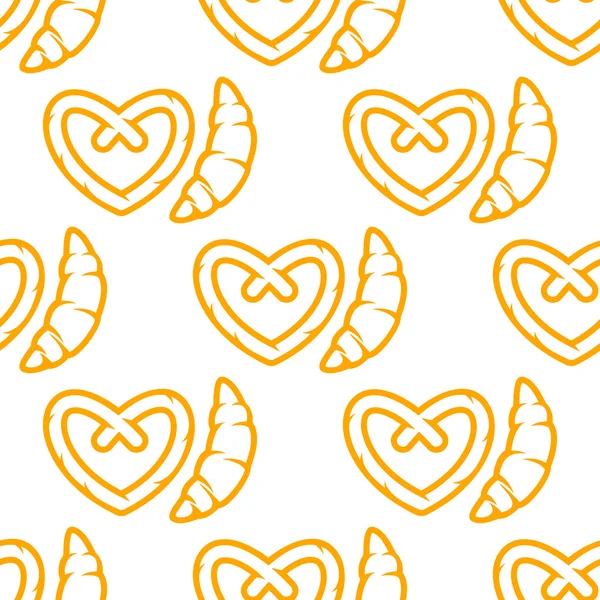 Croissant and pretzel seamless pattern — Stok Vektör