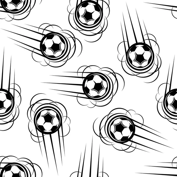 Flying football or soccer balls seamless pattern — Stock Vector