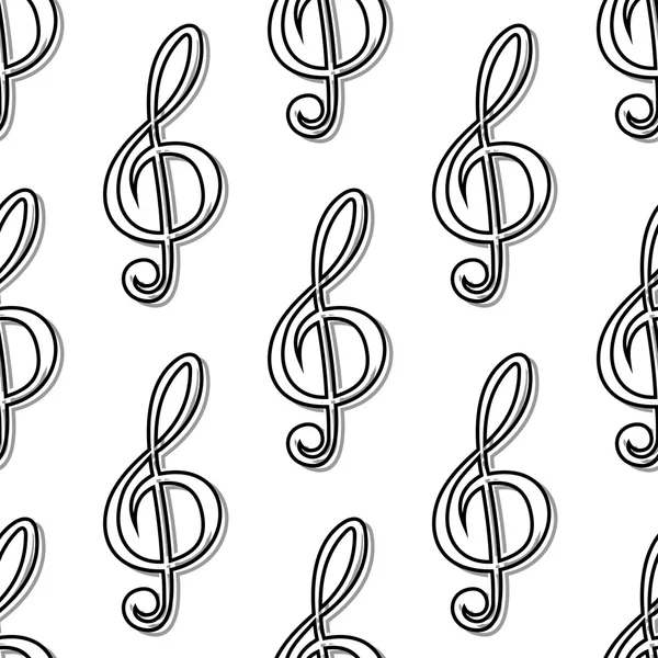 Outline seamless pattern with musical clefs — Stock Vector